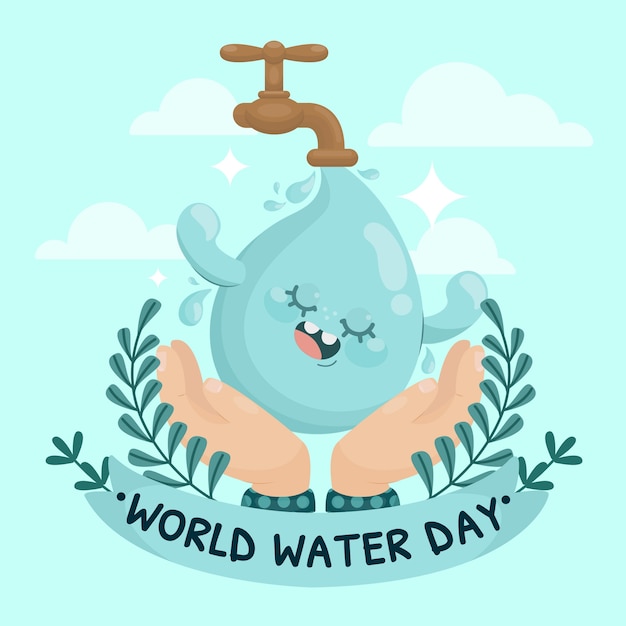 Vecteur gratuit illustration de la journée mondiale de l'eau plate