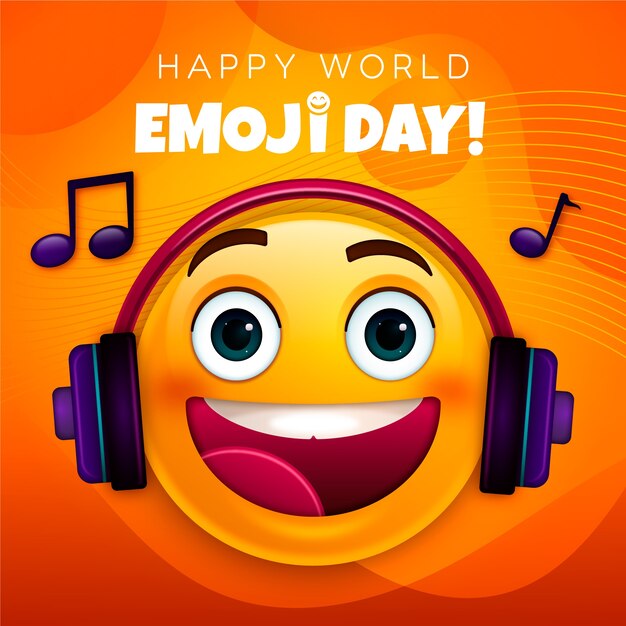 Illustration de la journée mondiale emoji dégradé avec émoticône