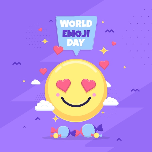 Vecteur gratuit illustration de la journée mondiale emoji dessinée à la main