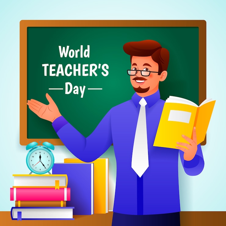 Vecteur gratuit illustration de la journée mondiale des enseignants dégradé