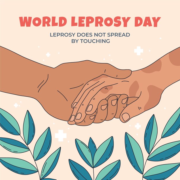 Illustration de la journée mondiale de la lèpre dessinée à la main
