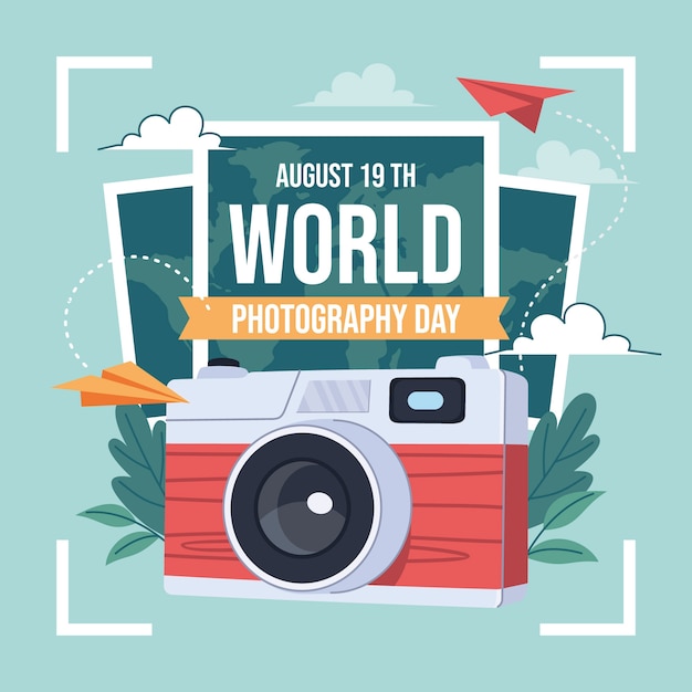 Vecteur gratuit illustration de la journée mondiale de la photographie à plat
