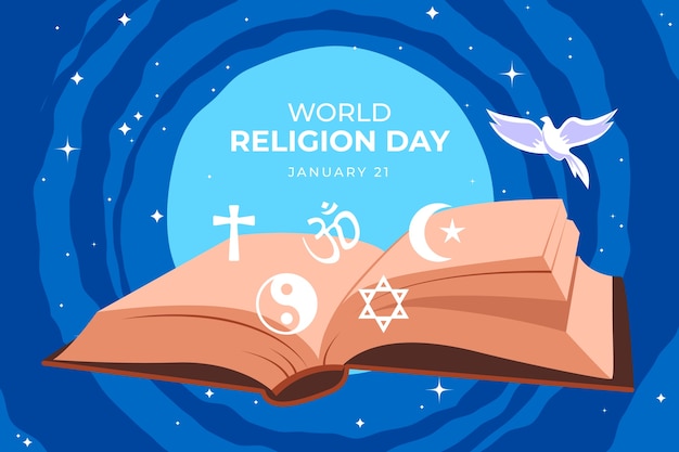 Vecteur gratuit illustration de la journée mondiale de la religion plate
