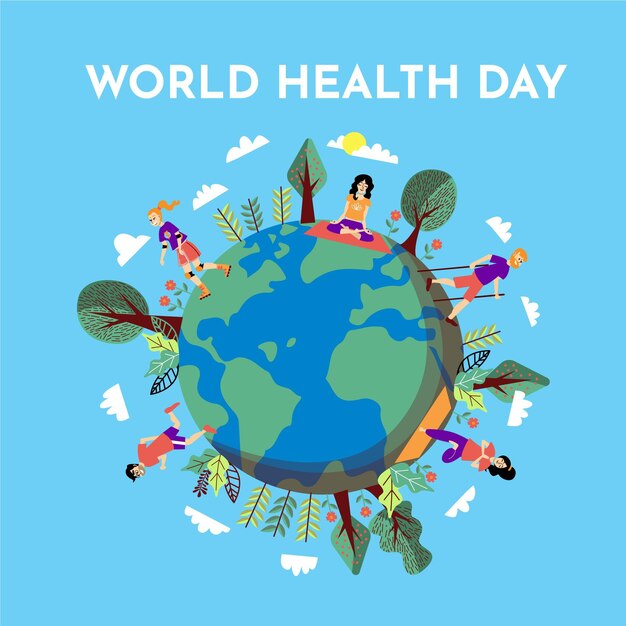 Illustration de la journée mondiale de la santé dessinée à la main