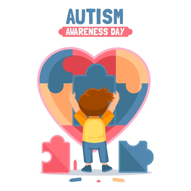 Vecteur gratuit illustration de la journée mondiale de sensibilisation à l'autisme dessinée à la main