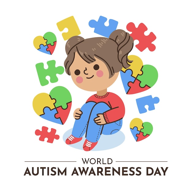 Vecteur gratuit illustration de la journée mondiale de sensibilisation à l'autisme dessinée à la main