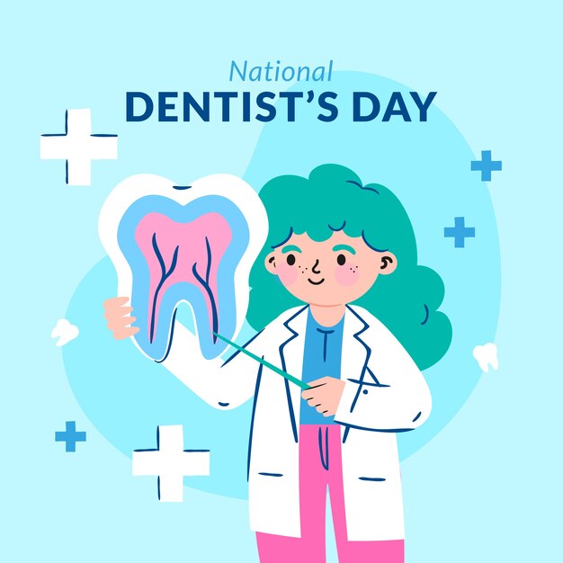 Illustration de la journée nationale du dentiste plat