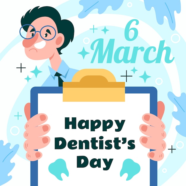 Illustration De La Journée Nationale Du Dentiste Plat