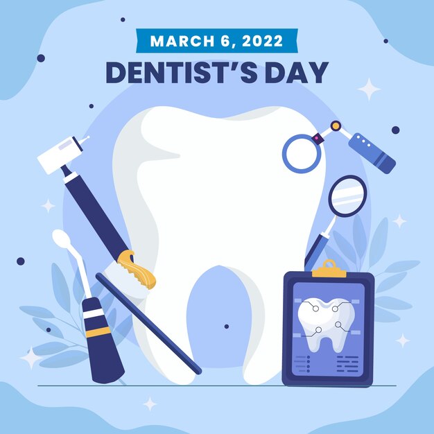 Illustration de la journée nationale du dentiste plat