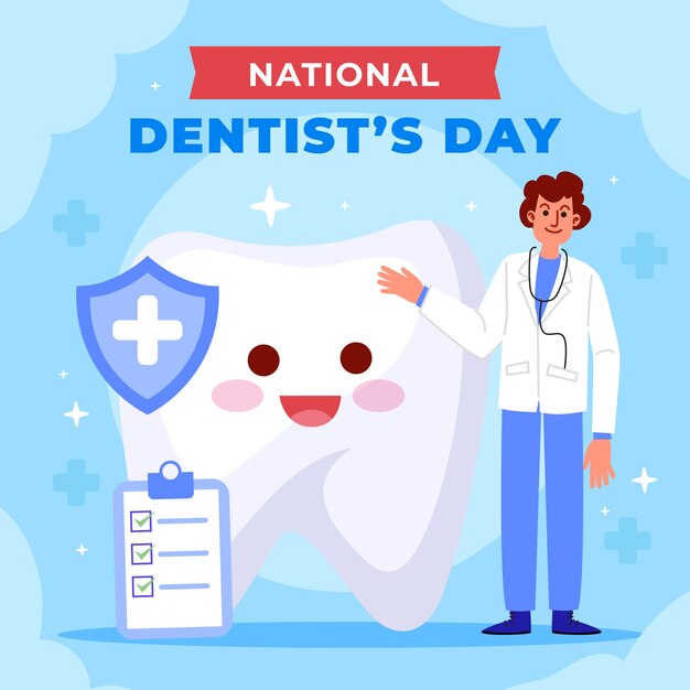 Illustration de la journée nationale du dentiste plat