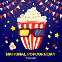 Vecteur gratuit illustration de la journée nationale du pop-corn plat