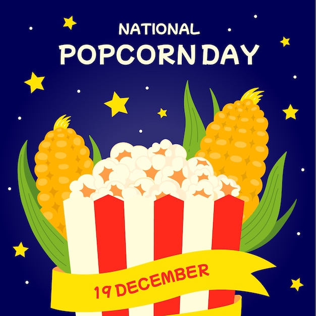 Vecteur gratuit illustration de la journée nationale du pop-corn plat