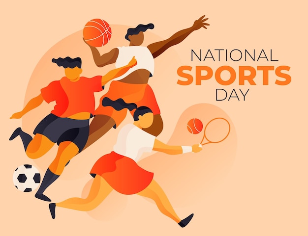Vecteur gratuit illustration de la journée nationale du sport dégradé