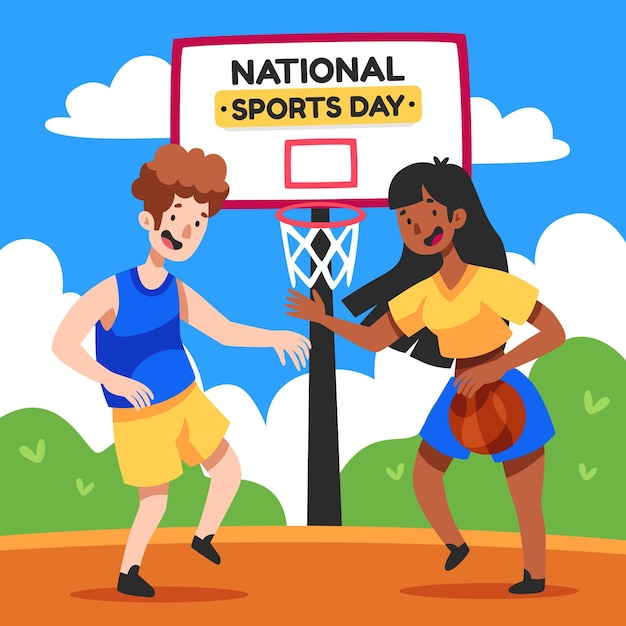 Illustration De La Journée Nationale Du Sport Dessinée à La Main