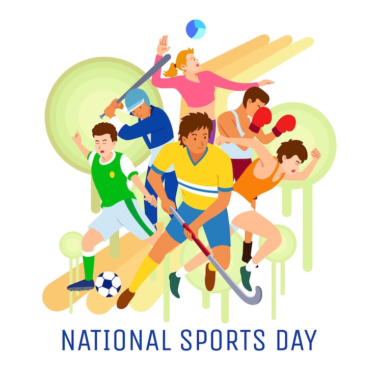 Vecteur gratuit illustration de la journée nationale du sport plat