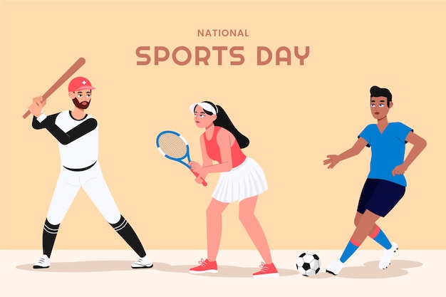 Vecteur gratuit illustration de la journée nationale du sport plat