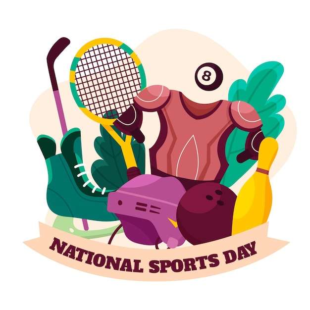 Vecteur gratuit illustration de la journée nationale du sport