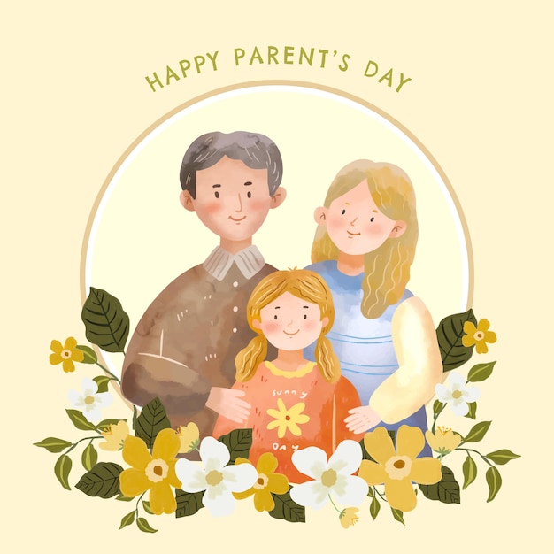 Vecteur gratuit illustration de la journée des parents coréens aquarelle