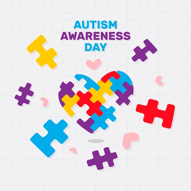 Vecteur gratuit illustration de la journée de sensibilisation à l'autisme dans le monde plat