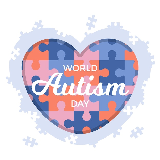 Vecteur gratuit illustration de la journée de sensibilisation à l'autisme dans le monde plat
