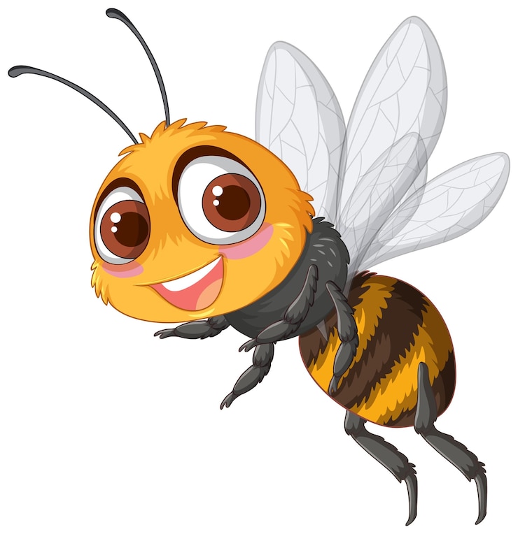 Vecteur gratuit l'illustration joyeuse de l'abeille de dessin animé