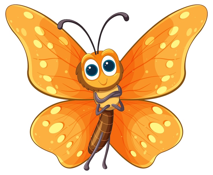 Vecteur gratuit une illustration joyeuse de papillon de dessin animé