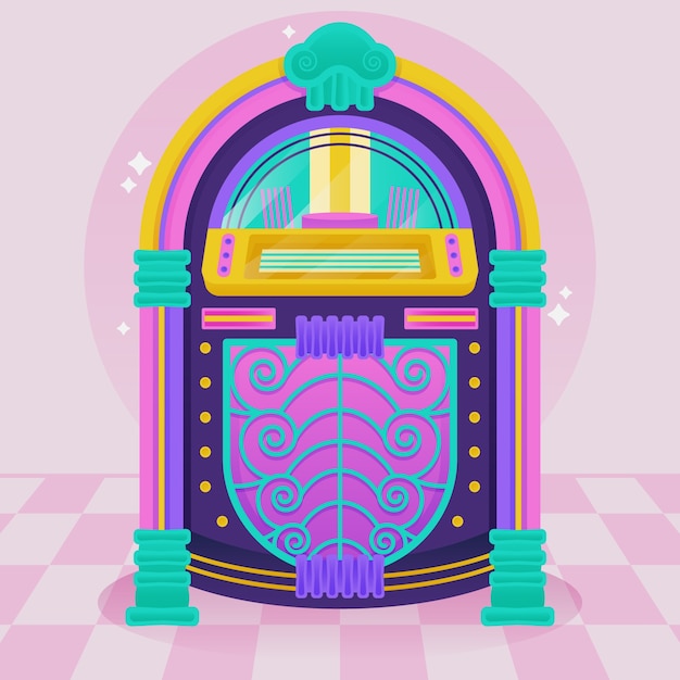 Vecteur gratuit illustration de juke-box design plat