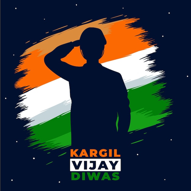 Illustration De Kargil Vijay Diwas Dessinés à La Main Avec Drapeau Indien