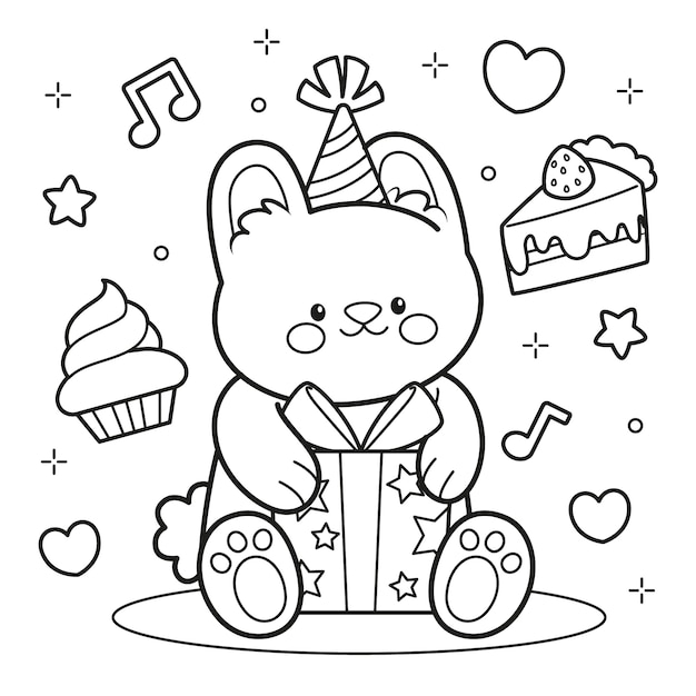 Illustration kawaii dessinée à la main