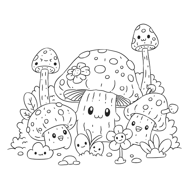 Illustration kawaii dessinée à la main