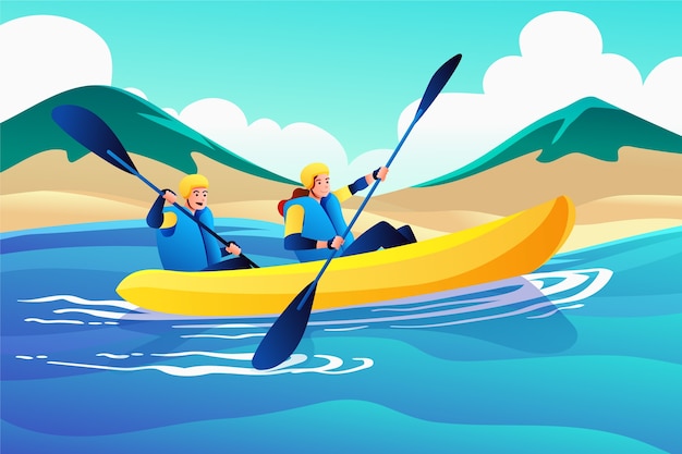 Vecteur gratuit illustration de kayak dégradé