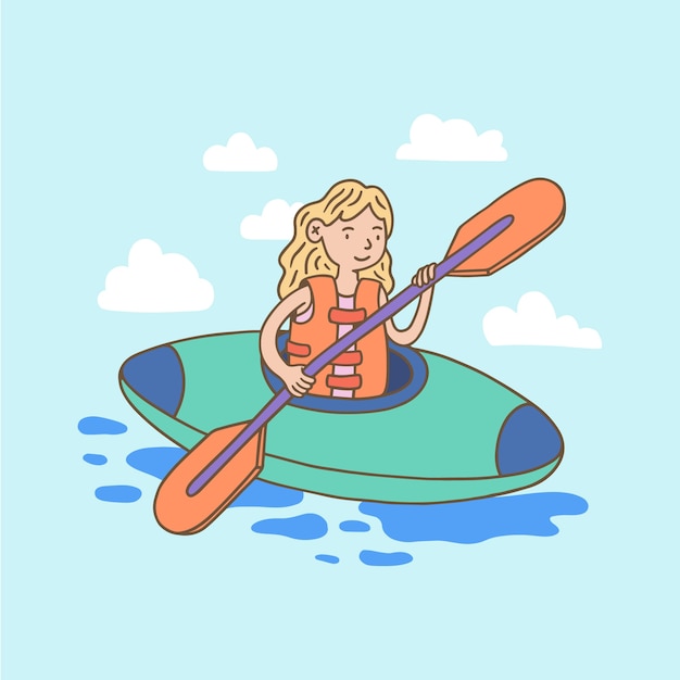 Vecteur gratuit illustration de kayak dessiné à la main