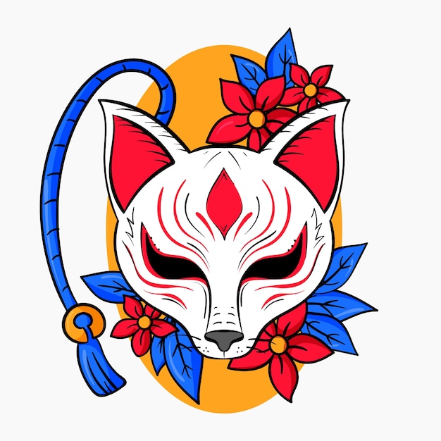 Vecteur gratuit illustration de kitsune design plat dessiné à la main