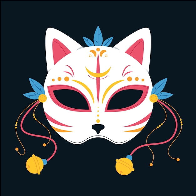 Vecteur gratuit illustration de kitsune design plat