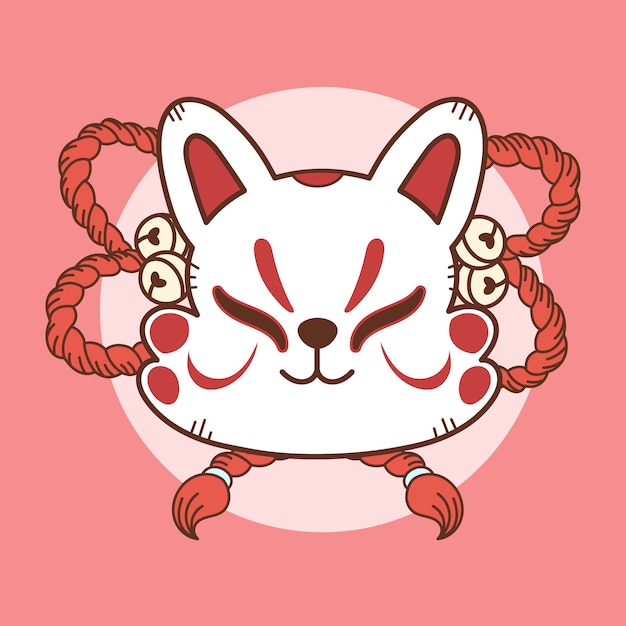 Vecteur gratuit illustration de kitsune dessinés à la main mignon