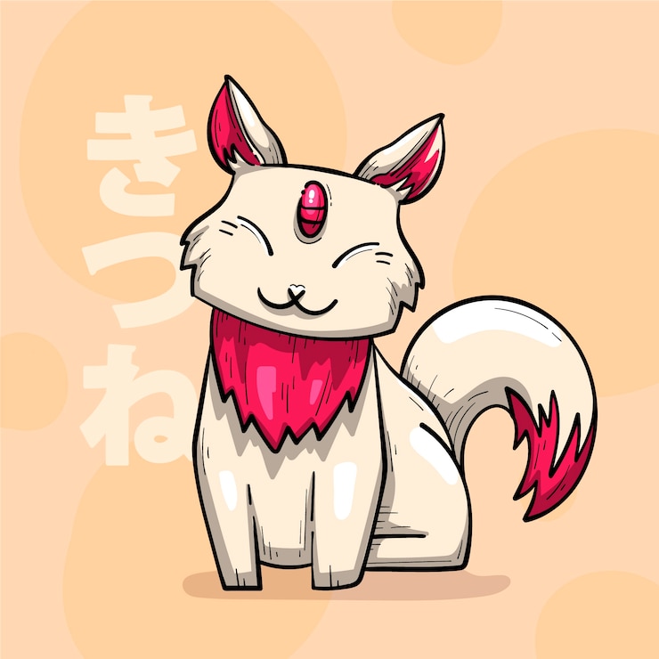 Vecteur gratuit illustration de kitsune dessinés à la main