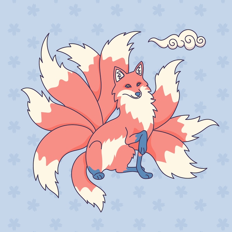 Vecteur gratuit illustration de kitsune dessinés à la main