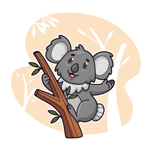 Vecteur gratuit illustration de koala dessin animé dessiné à la main