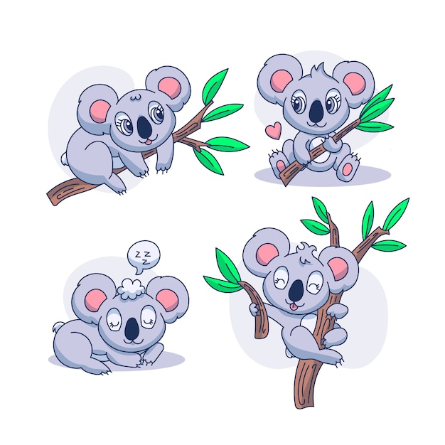 Vecteur gratuit illustration de koala dessin animé dessiné à la main