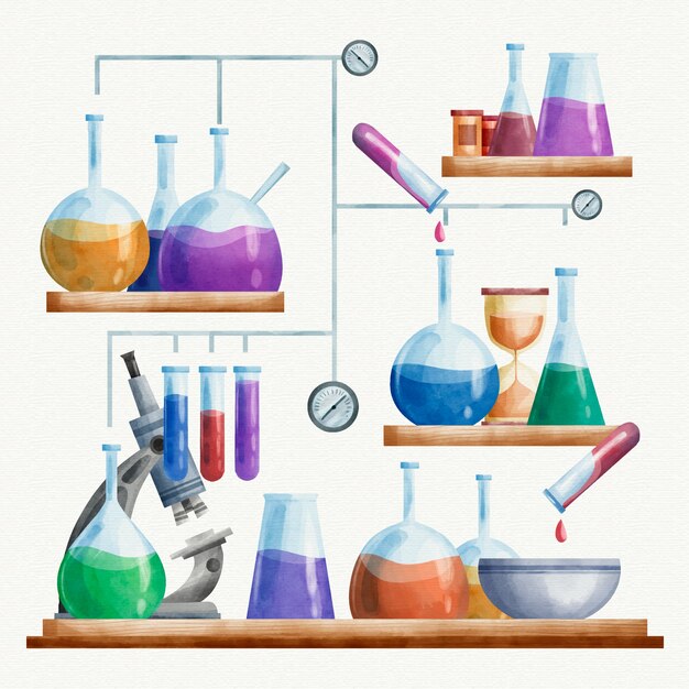 Illustration de laboratoire de science aquarelle