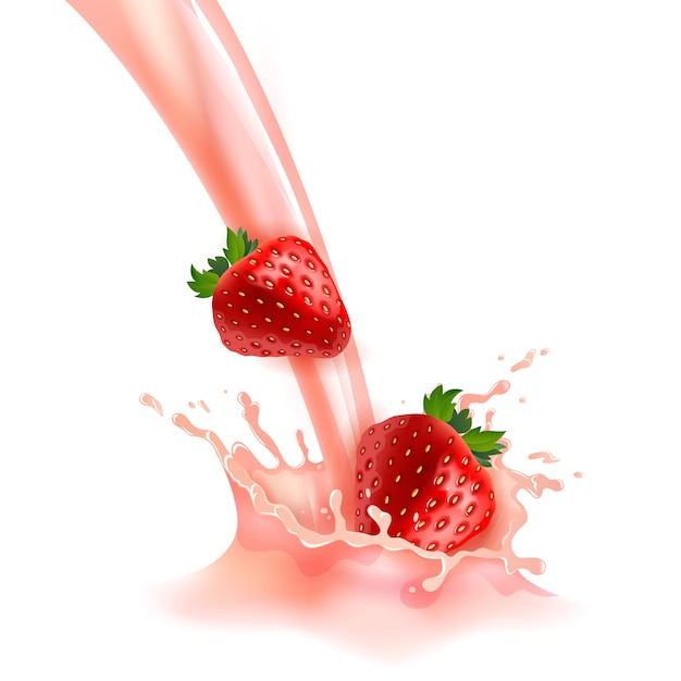 Illustration de lait aux fraises