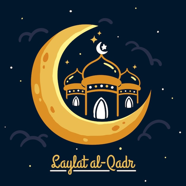 Vecteur gratuit illustration de laylat al-qadr dessinée à la main