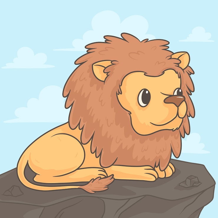 Vecteur gratuit illustration de lion de dessin animé dessiné à la main