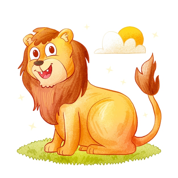 Vecteur gratuit illustration de lion de dessin animé dessiné à la main