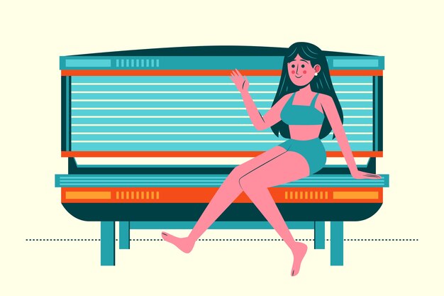 Illustration De Lit De Bronzage Dessiné à La Main