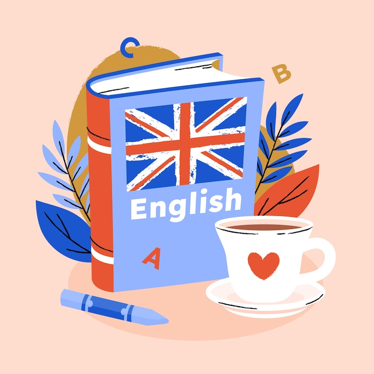 Vecteur gratuit illustration de livre anglais dessiné à la main