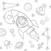 Vecteur gratuit illustration de livre de coloriage astronaute