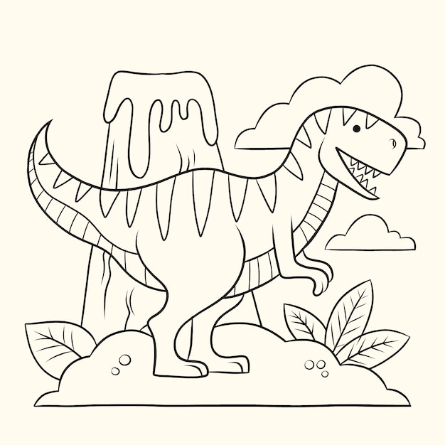 Illustration De Livre De Coloriage De Dinosaure Dessiné à La Main