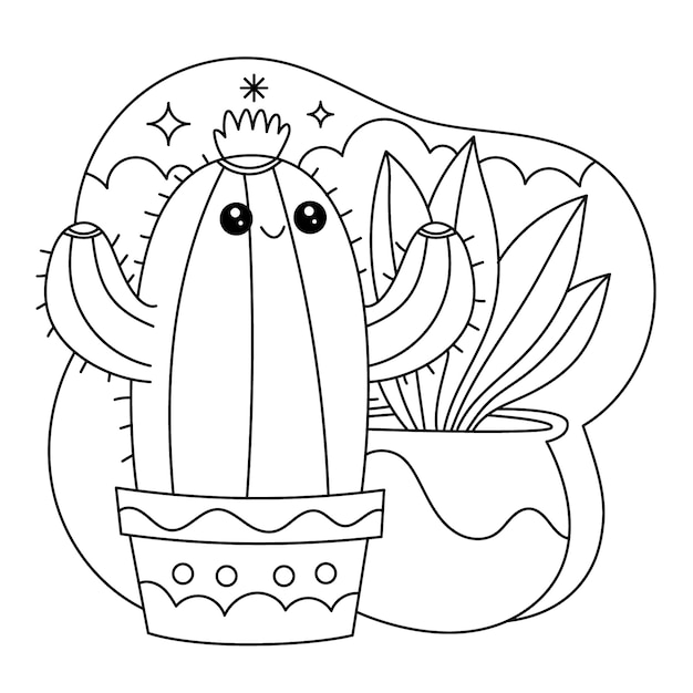 Illustration de livre de coloriage kawaii dessiné à la main