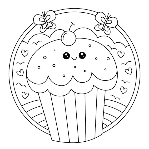 Vecteur gratuit illustration de livre de coloriage kawaii dessiné à la main